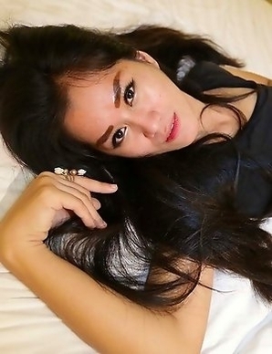 Horny Thai Oom with big pussy strips and cums on white cock