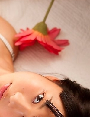 Tomoe Yamanaka is sexy doll in fluffy dress in her bed