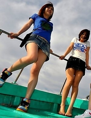 Really hot Japanese girls on a boat