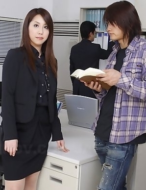 Hikaru Matsu strips in an office