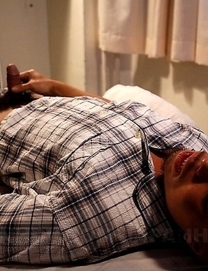 Asian slut gets a dildo in her twat