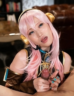 Pink Hair japanese cosplay Mizuki get handjob