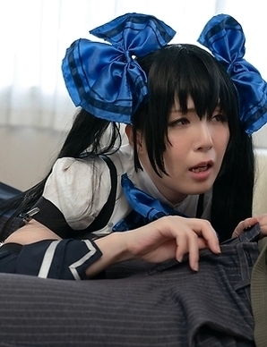 Sexy Japanese girl Mari Hirose in school uniform shows her shaved pussy and gets fucked