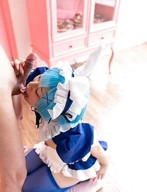 Sexy bunny Misa sucks cock for a long time to get a big load in her mouth