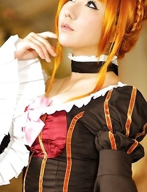 Saku is the most amazing blonde in epoque dress and room