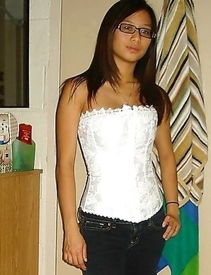 White stocking fit her sexy legs