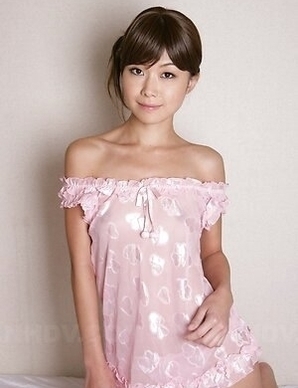 Nanako Takeuchi is so sensual in pink lingerie and she shows her tits.