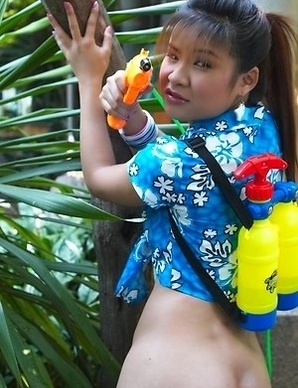 Anna Chung is having so much fun with her water gun. She looks like she could be the next Charlie's angel.