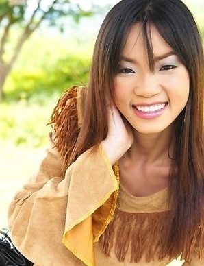 Christina Yho models her best cowgirl outfit as she begins touching herself and rubbing on her pussy.